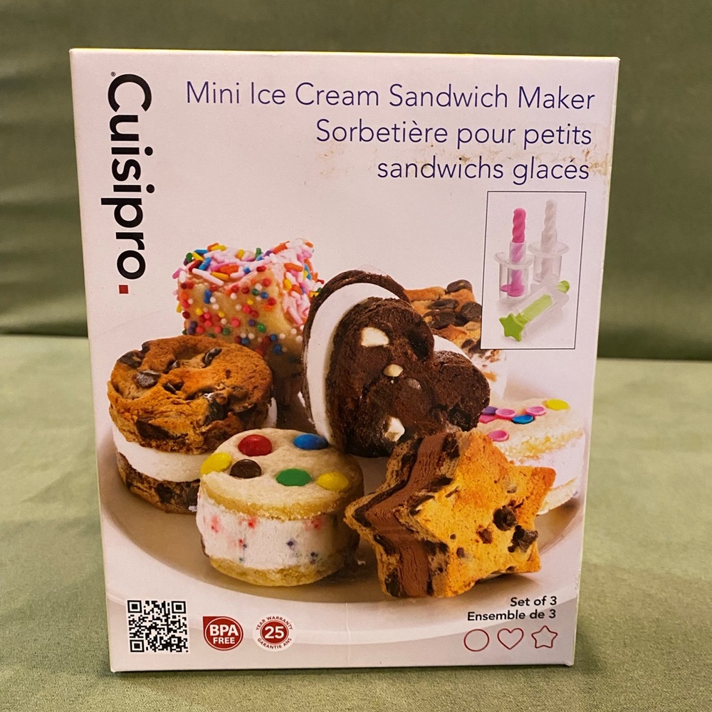 Cuisipro 3pc Mini Ice Cream Sandwich Maker - Star, Circle & Heart Shapes